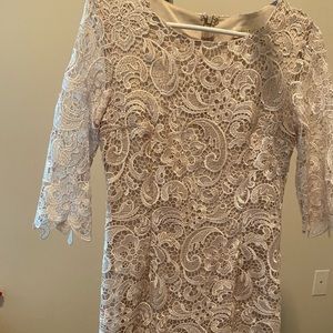 Ivory laced dress with 3/4 sleeves-see through